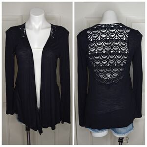 Apt. 9 crochet back open front asymmetrical hem cardigan sz S